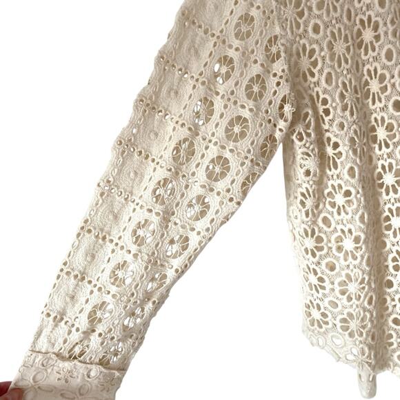 Free People Yesenia Shacket Meridian Moon Lace Eyelet Cream size XL - Picture 4 of 9